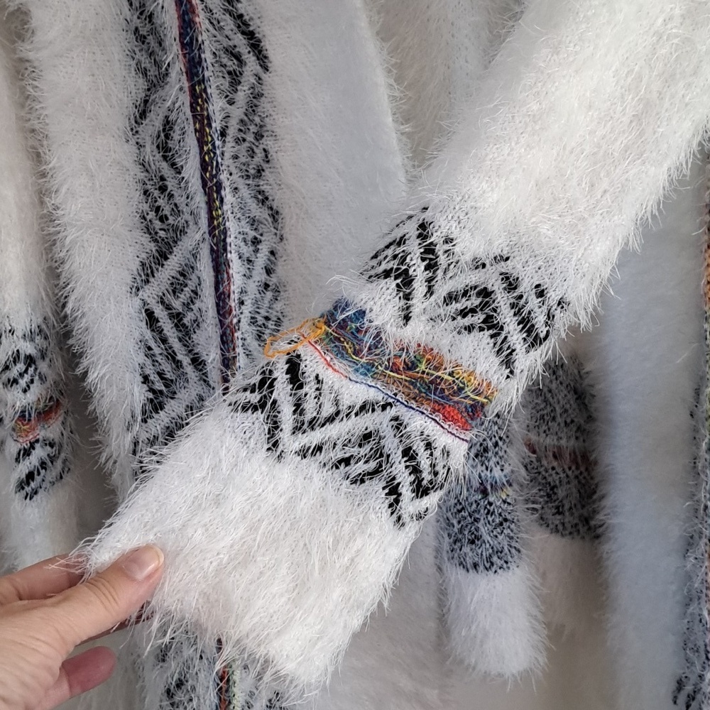 Northern Angel Rainbow Fuzzy Tribal Cardigan With Aztec Pattern - Picture 14 of 14